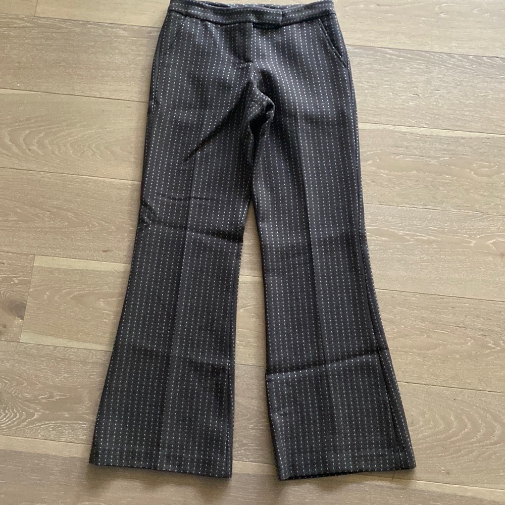 Wool Calypso Chocolate Brown Turquoise dot Boutique flare slacks lined 6